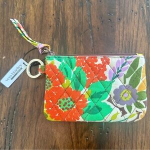 NWT Vera Bradley Quilted Cotton ID Zip Pouch Keychain Floral Print